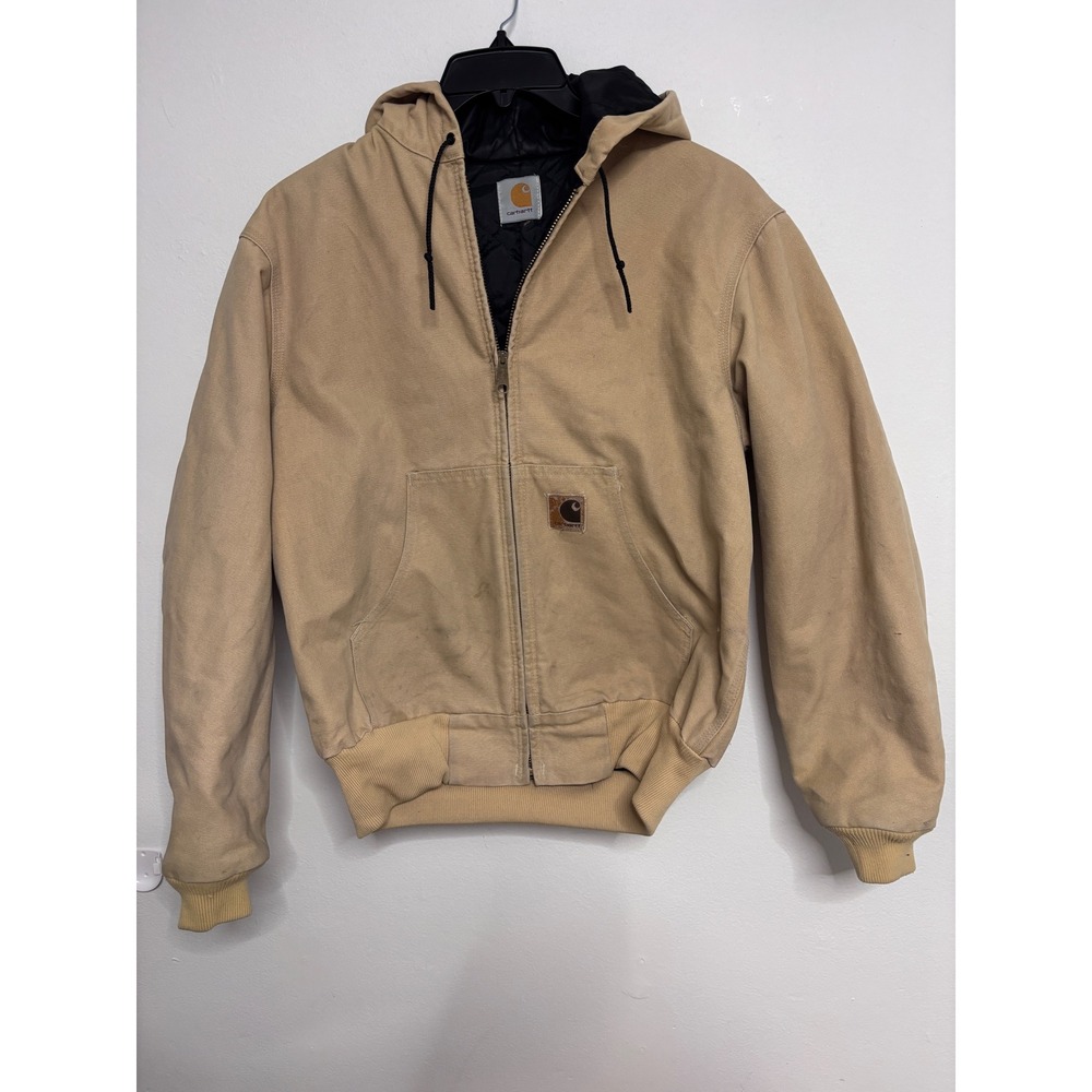 Vintage 1990s Carhartt JQ295 Tan Duck Canvas Quilted Active Jacket Mens Large